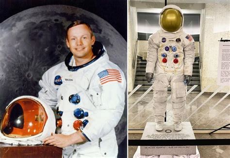Portret Neila Armstronga w kombinezonie astronauty