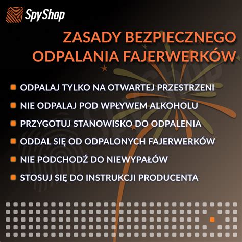 Infografika przedstawiająca zasady bezpiecznego używania fajerwerków