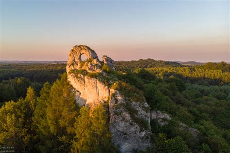 Panorama Ryczowa z widokiem na skałki i Jurę Krakowsko-Częstochowską