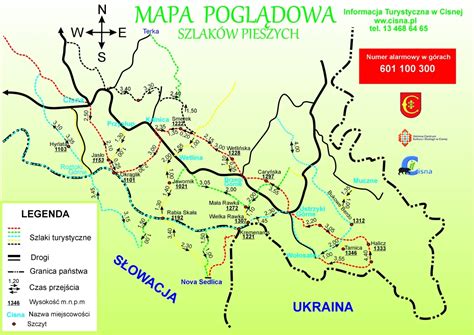 Mapa szlaków turystycznych Jury Krakowsko-Częstochowskiej w okolicy Ryczowa
