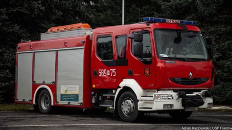 Schematyczny rysunek Renault Midlum GBA z zaznaczonymi sekcjami gaśniczą i ratownictwa technicznego