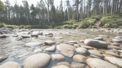 rysunek flisaka z osęką na rzece