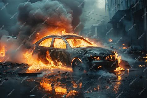 Photo of a burning car on the S19 in Łowisko with emergency services.