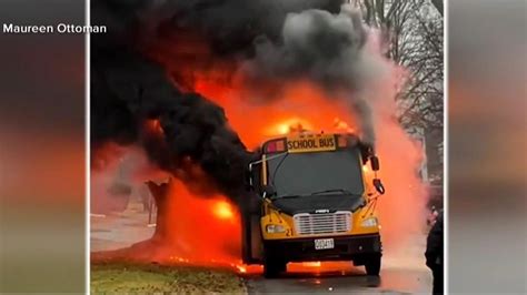 Photo of a burning bus near