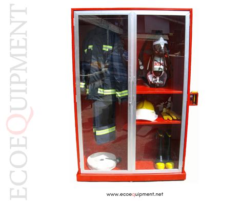Photo of a protective fire cabinet with equipment