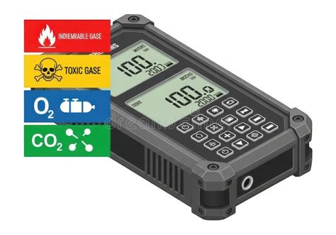 Illustration of a multi-gas detector showing various readings