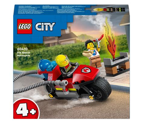 LEGO City Strażacki motocykl ratunkowy (60410) w akcji z minifigurkami i scenką pożaru