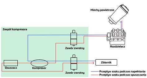 Schemat budowy zawieszenia pneumatycznego Forda Ranger lub widok wzmocnionego podwozia