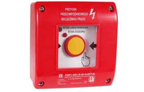 Produktowe zdjęcie przycisku pożarowego Elektromet PPWP-1s A /4 NC-NO w czerwonej obudowie