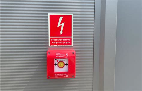 Schemat instalacji przeciwpożarowej z zaznaczonym miejscem montażu przycisku pożarowego