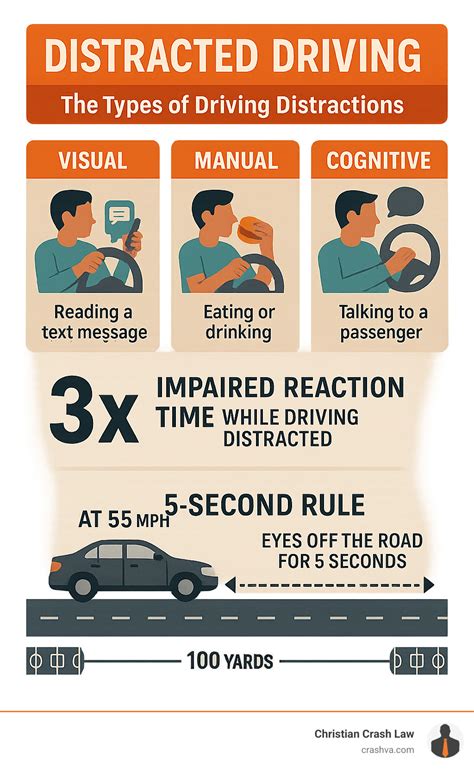 Infographic showing common causes of car accidents (e.g., speeding, distracted driving, fatigue).