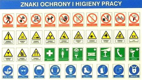 Zestaw piktogramów symbolizujących bezpieczeństwo i zdrowie w pracy