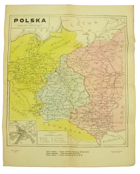 Mapa historyczna regionu z zaznaczonymi miejscowościami