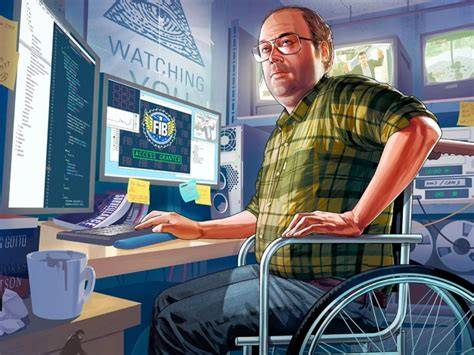 Zrzut ekranu z gry GTA V przedstawiający misję z wozem strażackim lub kradzież wozu