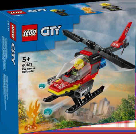 Wizualizacja helikoptera LEGO City Strażacki Helikopter Ratunkowy (60411) z widocznymi funkcjami