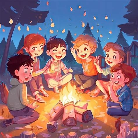 Ilustracja przedstawiająca dzieci w pobliżu płonącej fabryki, symbolizująca niebezpieczną sytuację