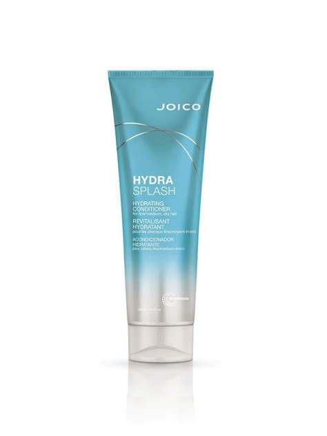 Zdjecie włosów przed i po zastosowaniu Joico HydraSplash conditioner dla ukazania efektu nawilżenia i blasku.