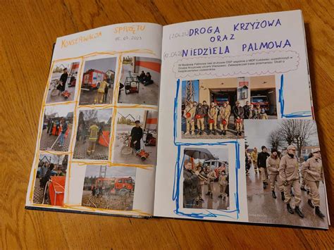 stara kronika OSP Jamielne z odręcznymi zapiskami
