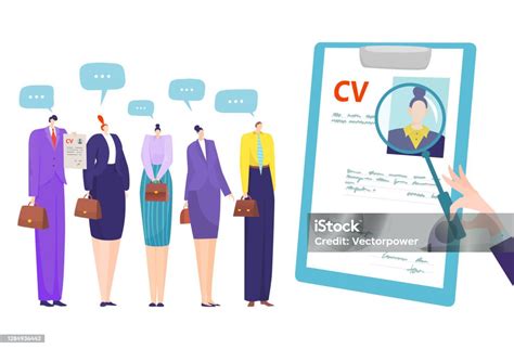 Ilustracja przedstawiająca proces rekrutacji: CV, rozmowa kwalifikacyjna