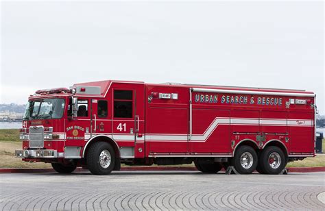 Infographic displaying different types of specialized fire and rescue vehicles