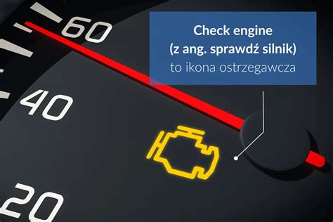 Zdjęcie deski rozdzielczej samochodu z zapaloną pomarańczową kontrolką Check Engine