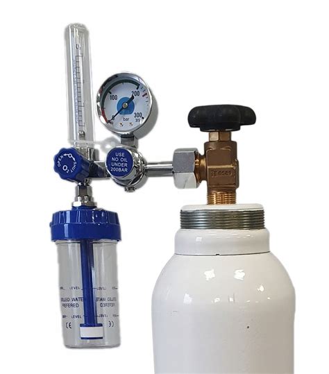 Typowa butla z tlenem medycznym z reduktorem