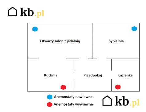 Schemat przedstawiający prawidłowe rozmieszczenie czujników w domu