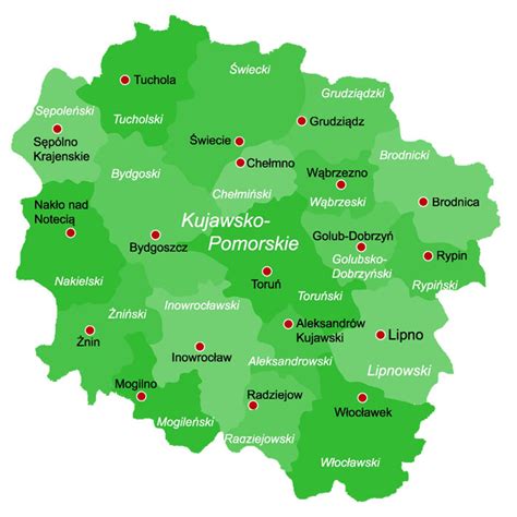 Mapka jednostek JRG/KP PSP w województwie kujawsko-pomorskim biorących udział w akcji 