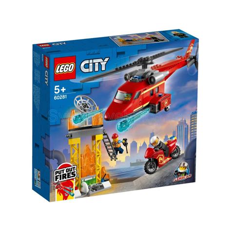 Scenka z akcją ratunkową helikopterem LEGO City 60281 gaszącym płomienie