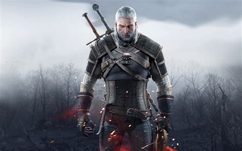 Wiedźmin 3 Geralt z mieczem i runami na nim