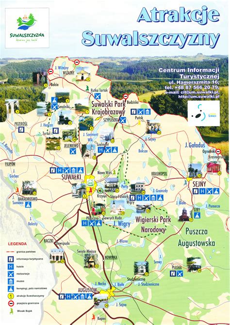 Mapa Suwalszczyzny z zaznaczonymi lokalizacjami jednostek PSP i OSP