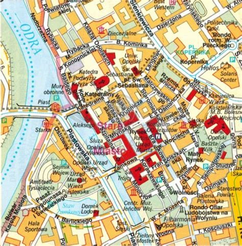 Mapa miejscowości Włosań z zaznaczonymi ulicami i miejscami zdarzeń
