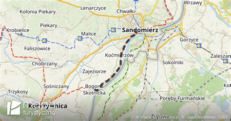 Mapa regionu Bogoria Skotnicka z zaznaczeniem Wisły i Jeziora Bogoryjskiego