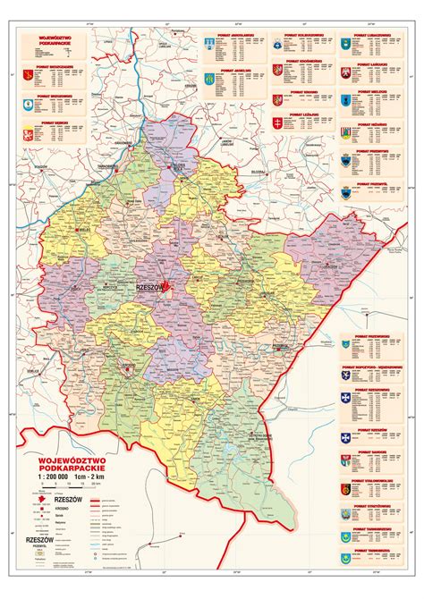Mapa regionu Chojnic z zaznaczonymi kluczowymi obiektami handlowymi i instytucjami publicznymi.
