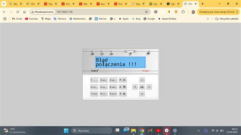 Widok wbudowanego wyświetlacza LOGO! 8 z przykładowym komunikatem alarmowym