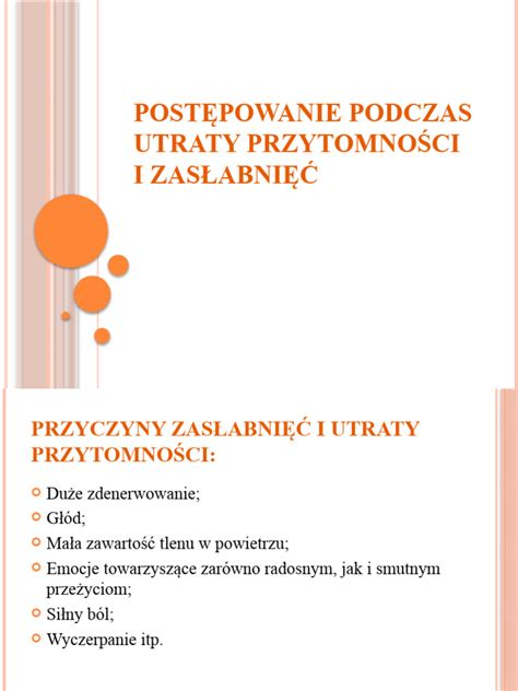 Infografika przedstawiająca schemat przyczyn utraty przytomności