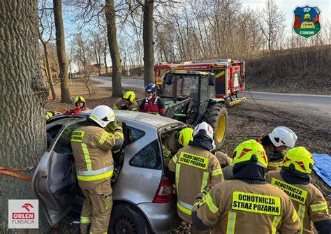 schemat pojazdu ratownictwa technicznego Steyr 1291 z wysięgnikiem HDS w akcji