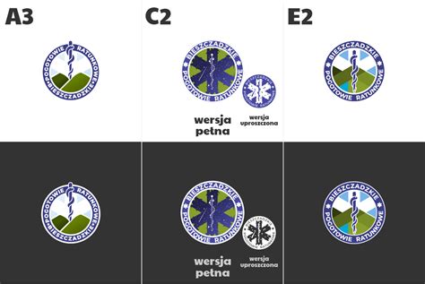 Zestawienie szkiców logo OSP, pokazujące różne warianty i pomysły