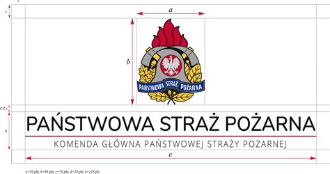 Oficjalny logotyp Państwowej Straży Pożarnej wraz z wyznaczonym polem ochronnym