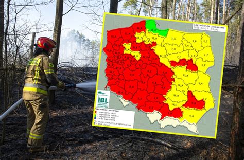 Mapa zagrożenia pożarowego Polski (czerwona strefa)
